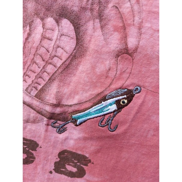 Vintage Large Mouth Bass Fishing T Shirt Size Large Embroidered Made In USA - Picture 3 of 6